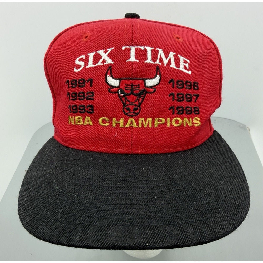 Vtg 1990's Chicago Bulls Six Time NBA Champions Wool Snapback Wool Hat